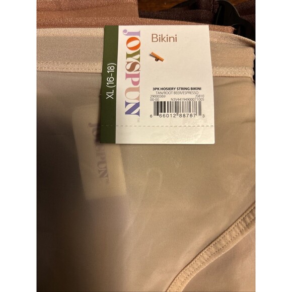 New Joyspun String Bikini Underwear XL 16/18 Nylon Panties 3 Pack NWT - Picture 2 of 3